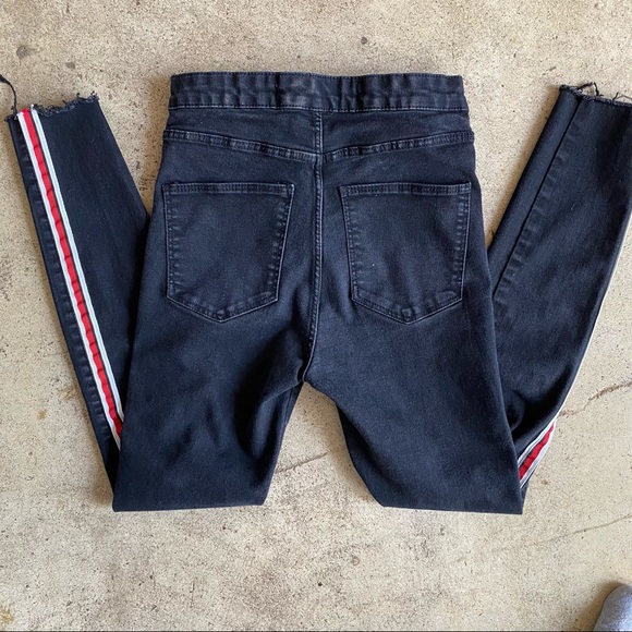 Zara Super Skinny Jeans with Red Retro Stripes Sz6 - Picture 4 of 4